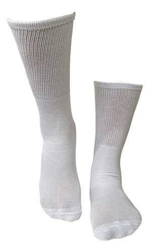 Media Algodon Para Diabético Pack X3- Calidad Y Cuidado Blanco/azul/negro Algodón 40-45
