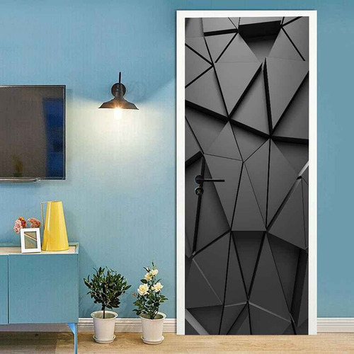 Misova Door Wall Mural Wallpaper Inch Black Geometric Art