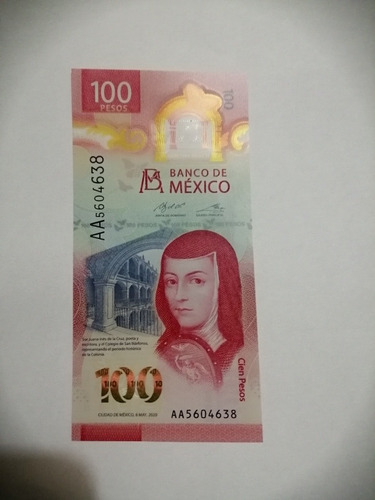  Billete De 100 Pesos Serie Aa 2020 Impecable