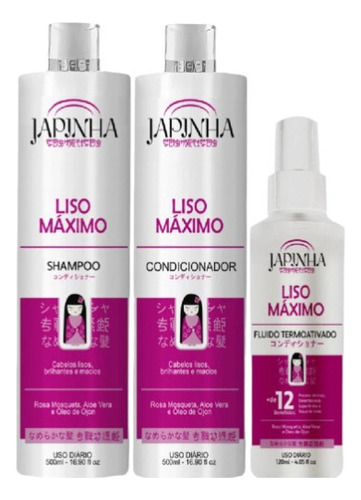 Kit Liso Máximo Shampoo+condicionador+protetor Térmico