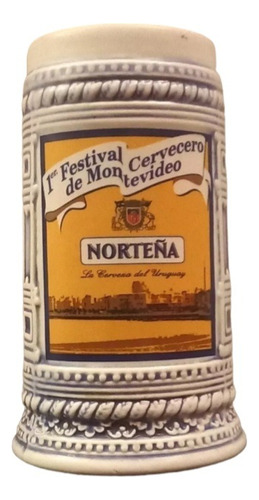 Jarra De Cerveza Cerámica 1 Lit. Montevideo 1999. 