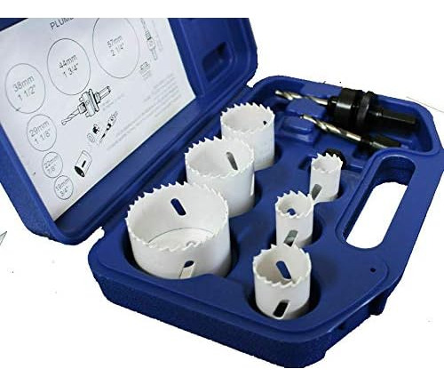 9 Pc Plumbers Bi-metal Hole Saw Kit 3/4  - 2 1/4  Thin ...