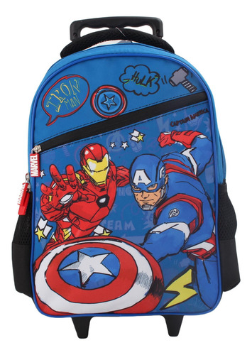 Set Mochila Con Ruedas Más Lonchera Y Estuche Marvel Color Multicolor