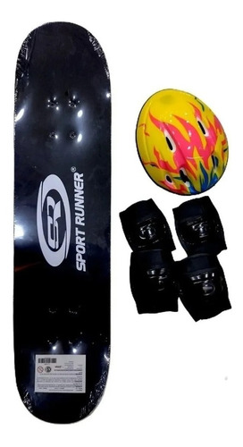 Skate Con Set De Proteccion Patineta Jem Yx-0208a