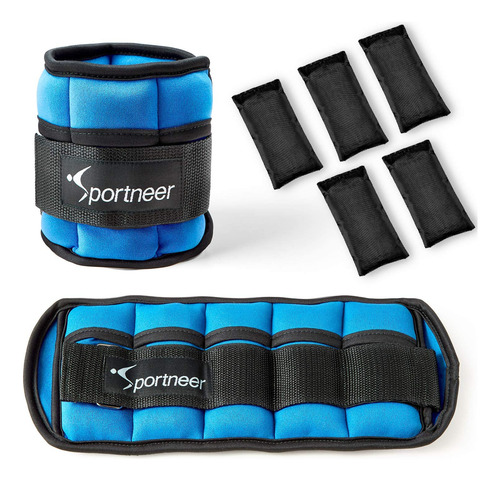 Tobilleras Deportivas Con Peso Ajustable Correa Velcro Azul Azul
