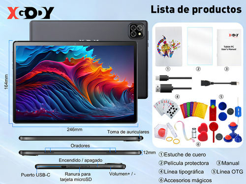 Tablet Xgody N06 PRO 10.1'' Android 13 8GB RAM 256GB Dual SIM WiFi 2.4G/5G Bluetooth 5.0
