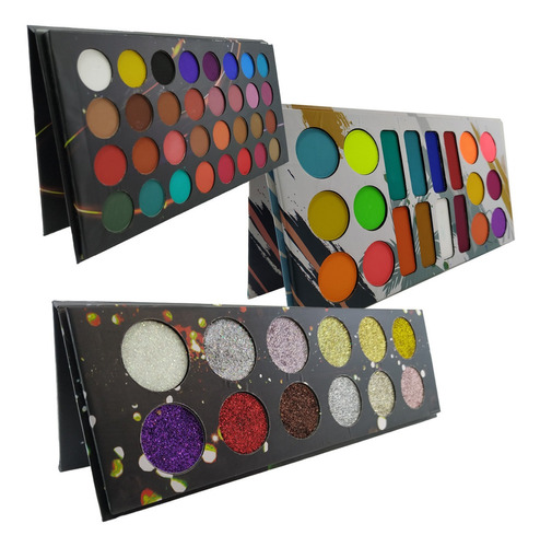 Paleta De Sombras Ludurana Tropical Neon + Luxo + Glitter 