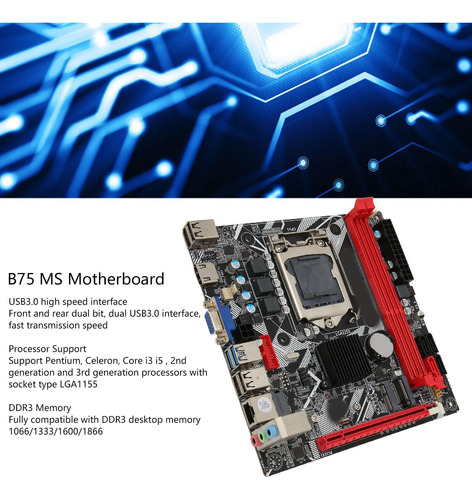 Placa Base De La Computadora, B75 Ms Lga 1155 Itx Gaming Plo