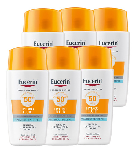 Combo X6 Protector Solar Eucerin Fps 50 Hydro Fluid 50 Ml