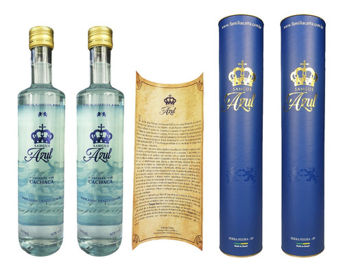 Kit C/ 4 Cachaça Azul Sangue Azul Familia Carra Serra Negra