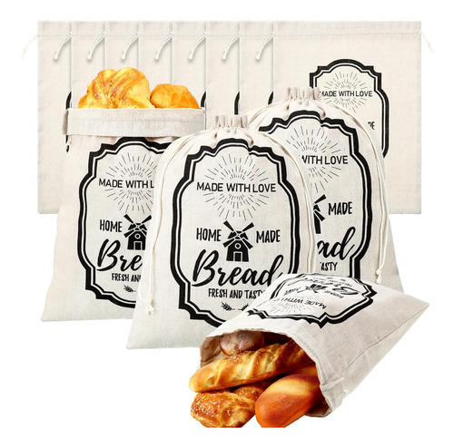 8 Bolsas Grandes De Pan De Lino Reutilizables Para Pan Caser