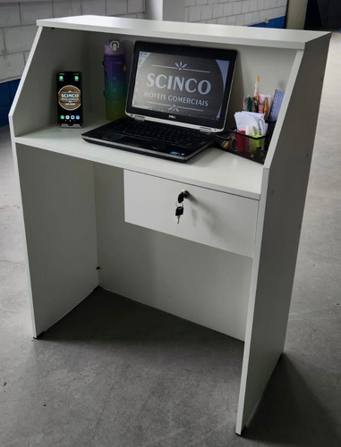 Balcão De Atendimento Recepção Comércios E Lojas Mdf Cor Branco