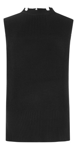 Chaleco De Punto Con Cuello En V Con Cremallera Lateral Y Cr