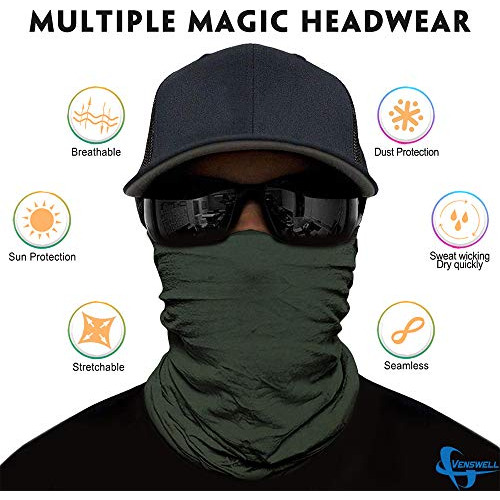 Venswell Neck Gaiter Mask, Sun Mask, Rave Bandana Face Mask,