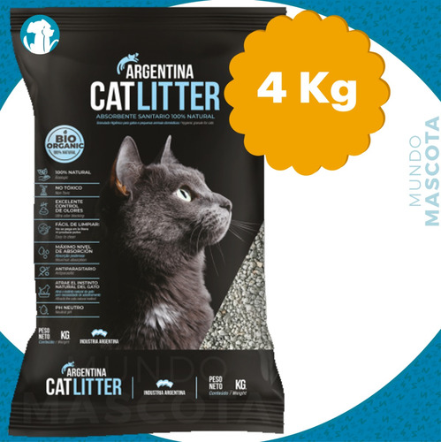Arena Sanitaria Aglomerante Argentina Cat Litter 4 Kg