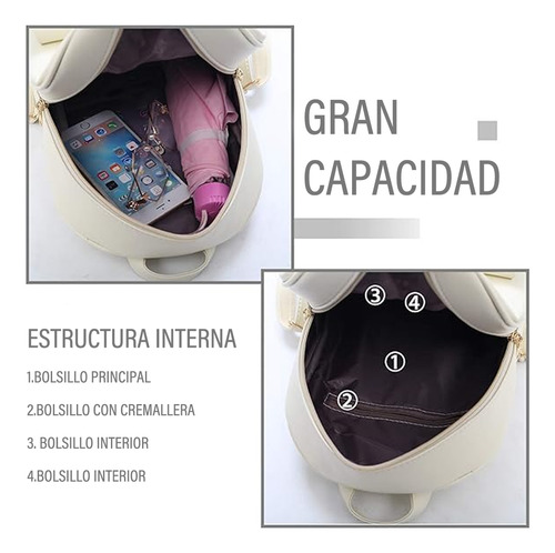 Set 3 Bolsa Mochila Monedero Elegante Para Mujer Con Oso