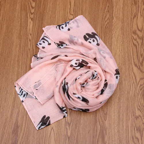 Zx Bufanda Casual De Gasa Rosa Con Diseño De Panda For Mujer