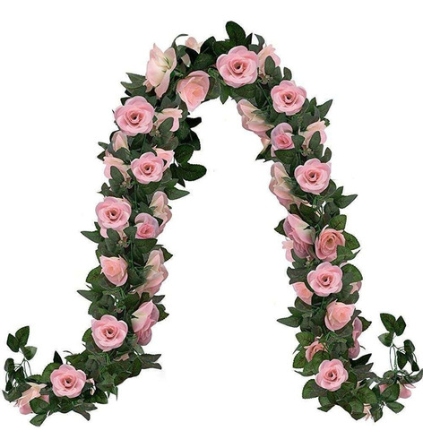 Mc . Qian Paquete De 2 Rosas Flores Artificiales Enredaderas