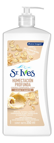  Crema humectante para cuerpo St. Ives Avena y karité en dosificador 350mL