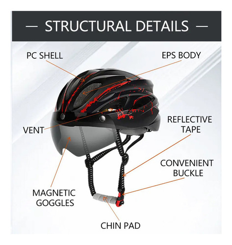 Casco De Bicicleta Mtb Para Exteriores Con Luz Trasera Led