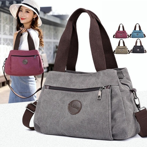 Bolso De Lona De Gran Capacidad For Mujer De Moda Urbana