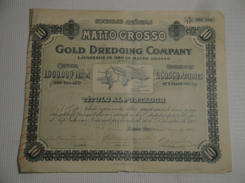 Acción Matto Grosso - Gold Dredging Company