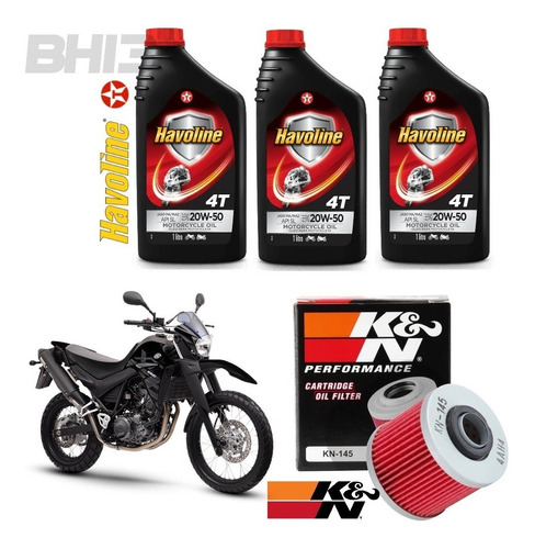 Kit Troca Óleo Yamaha Xt660 Drag Star Havoline 20w50 Kn145