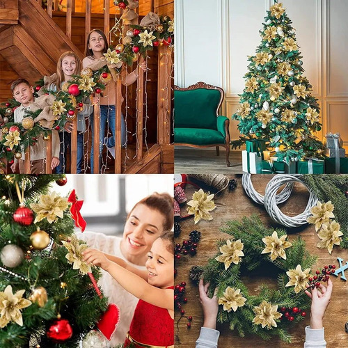 50 Flores Artificiales Para Decoración De Árbol De Navidad