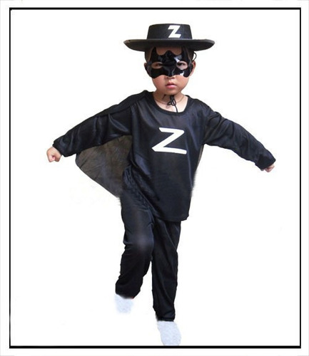 Combo Disfraz Zorro Infantil Con Sombrero Felpa Nene