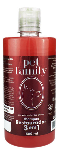 Shampoo Para Cães E Gatos Pet Family Restaurador 3em1 500ml