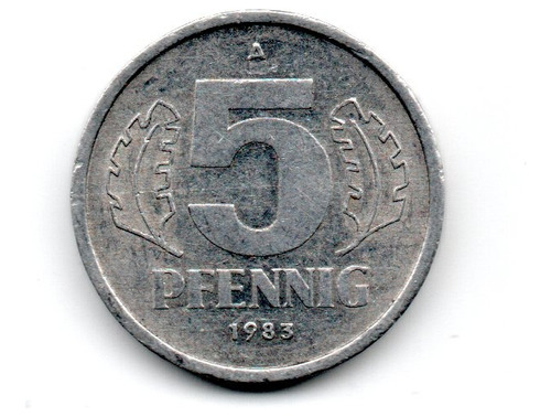 Alemania Rep. Democratica Moneda 5 Pfennig Año 1983 Km#9.2
