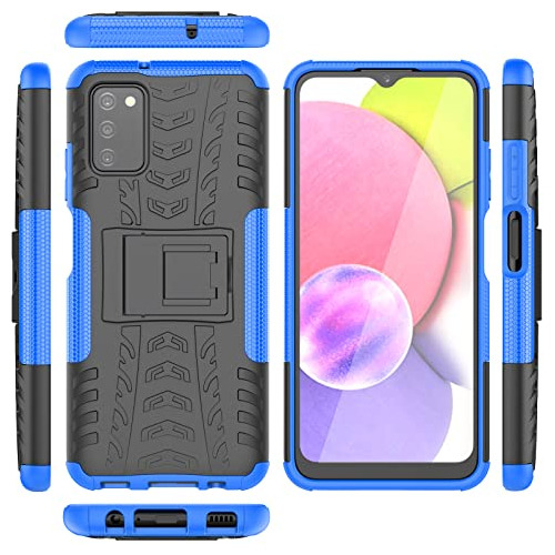 Funda For Samsung Galaxy A03s Blue Resistent Rugoso Double