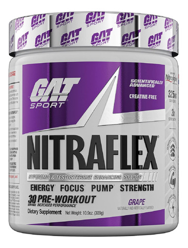 Gat Sport, Nitraflex Advanced Pre-workout Powder, Aumenta El
