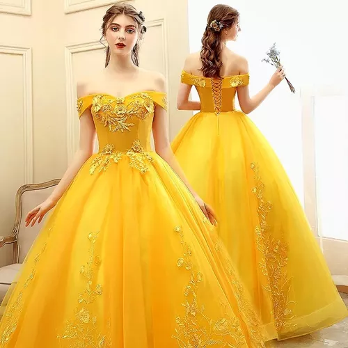 Vestido Amarillo Bella Quinceañera 15 Años Princesa Gala Q07 - $ 199.990