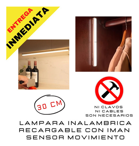 Lampara Inalambrica Closet Cocina Imantada Recargable Gabine
