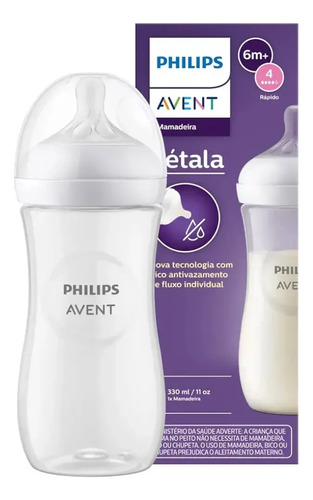 Mamadeira Pétala Avent 3.0 Transparente 330ml 6m+ Philips Avent