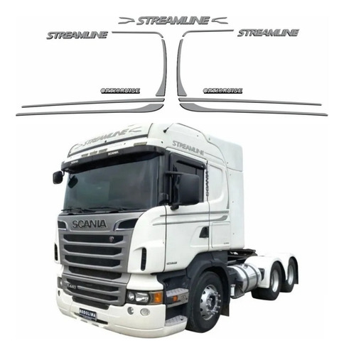 Kit Adesivos Faixa Para Scania Streamline 2014 Grafite 20736