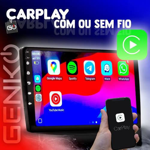 Multimídia Bluetooth Carplay Espelha Sem Fio Corolla 9p Kit