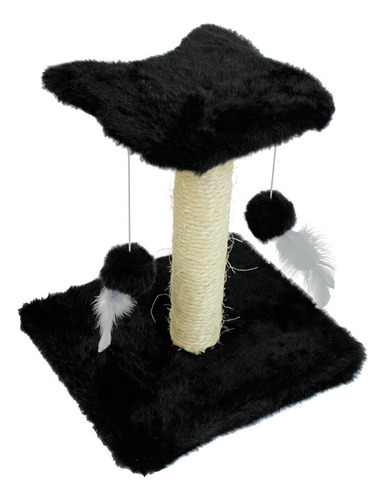 Poste Arranhador Brinquedo Para Gato Com Duas Bolinhas Cor Preto