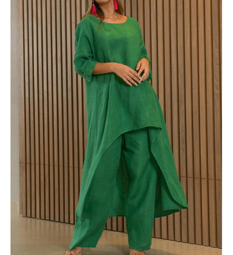 . . Pantalones Conjunto 2 Piezas Conjuntos Algodón Lino