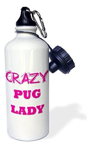 3drose Crazy Pug Lady-botella De Agua Deportiva, 21 Oz,