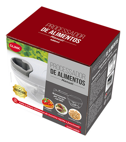 Processador Triturador Alimento Manual 3 Lâminas 400ml Clink