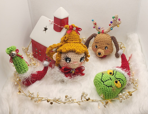 Esfera Grinch Crochet Tejida Para Navidad Arbol (Usado)