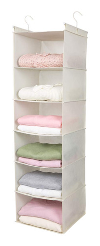 Organizador Colgante Para Ropa 6 Compartimentos Color Beige