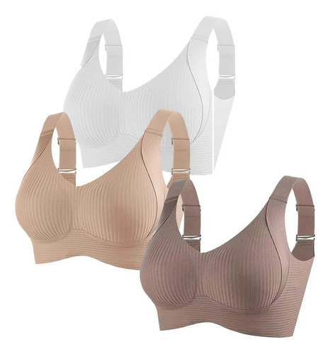 3-sujetador Sin Aros Ajustable De Cuatro Botones Para Mujer