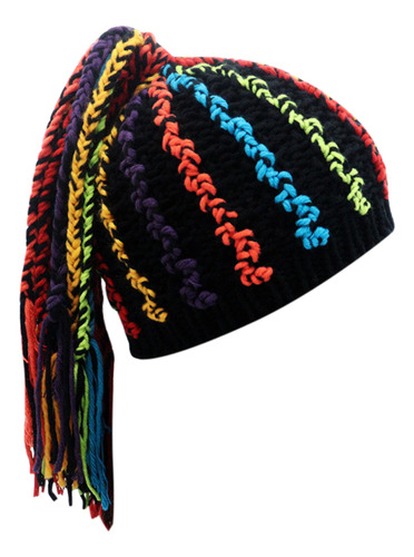 Gorro P Para Niños Con Rastas De Colores, Tejido A Mano, Lan