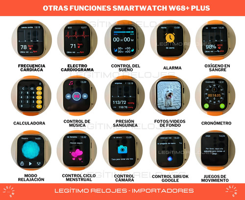 Imagen 9 de 10 de Reloj Inteligente Ultra Smartwatch Sport Tope Gama W68+ Plus