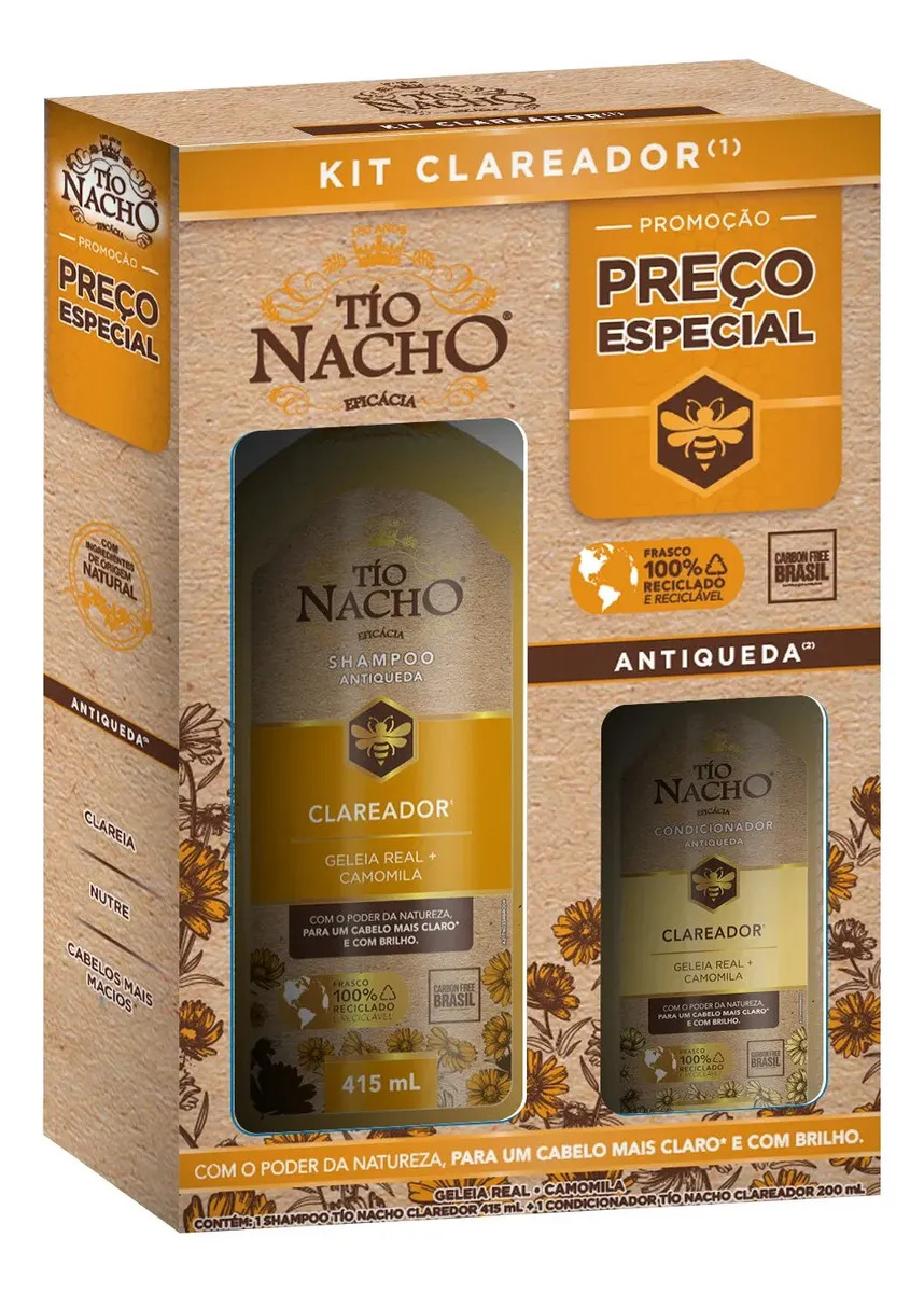 Shampoo 415ml + Condicionador 200ml Tio Nacho Kit Clareador 615ml