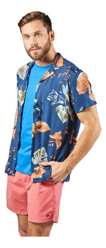 Camisa Manga Corta Hawaiana Oxford Polo Club Bahamas Hombre 