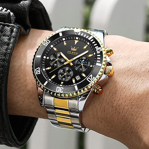 Olevs Relojes De Oro Negro Para Hombre Clásico Con Fecha De
